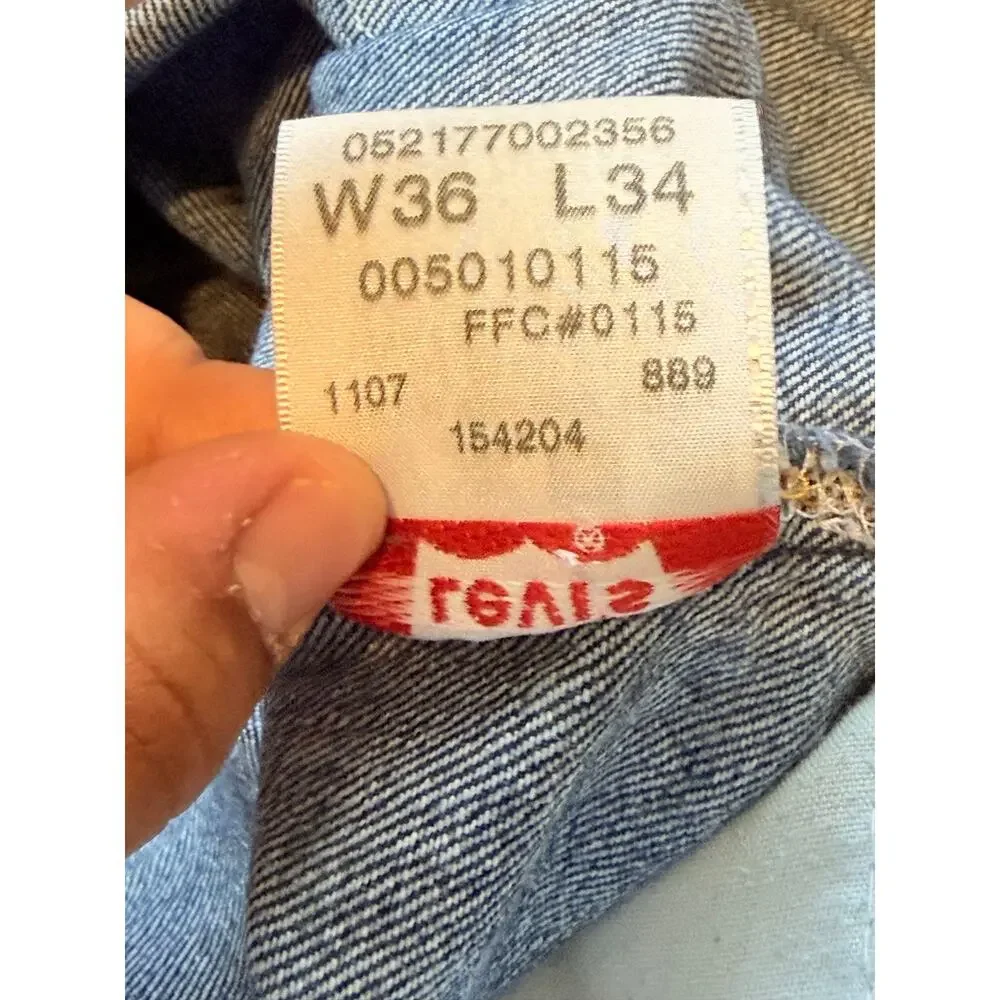 Levi’s 505 Regular Fit Button Fly Jeans Men 36x34 Medium Wash Straight Leg Denim